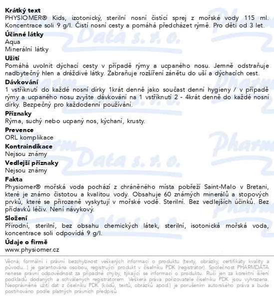 Příbalový leták - Physiomer Kids 115ml