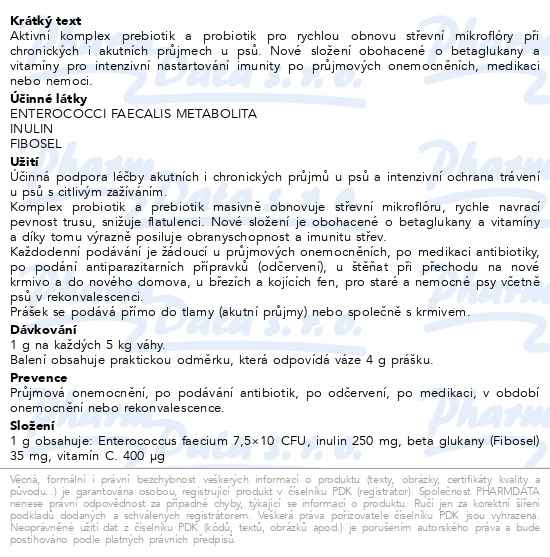 Příbalový leták - Canvit Probio pro psy 100g