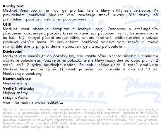 Příbalový leták - Mediket Versi mycí gel Pityriasis versicolor 500ml