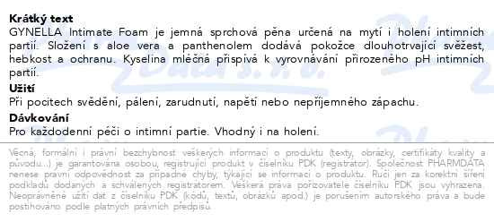 Příbalový leták - GYNELLA Intimate Foam 150 ml
