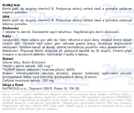 Příbalový leták - Biotin 300mcg tbl.90