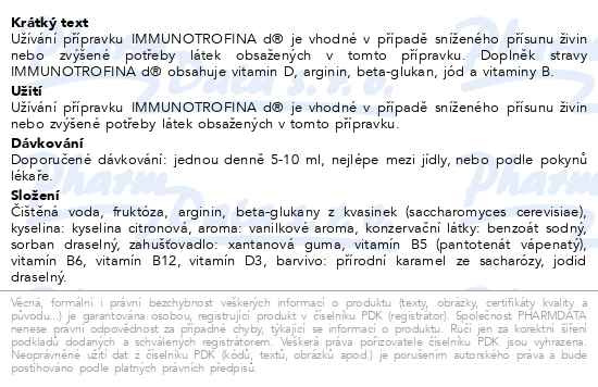 Příbalový leták - Immunotrofina D 180ml