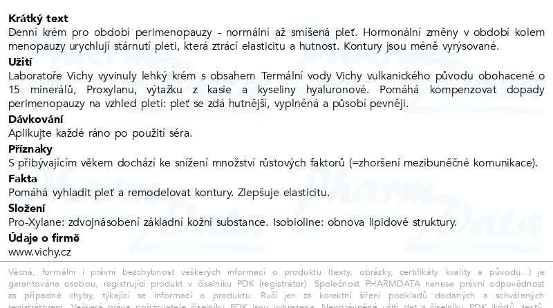 Příbalový leták - VICHY NEOVADIOL menopauza denní krém pro normální pleť 50ml