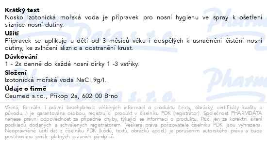 Příbalový leták - Nosko Baby&Kids isotonická mořská voda spray 30ml