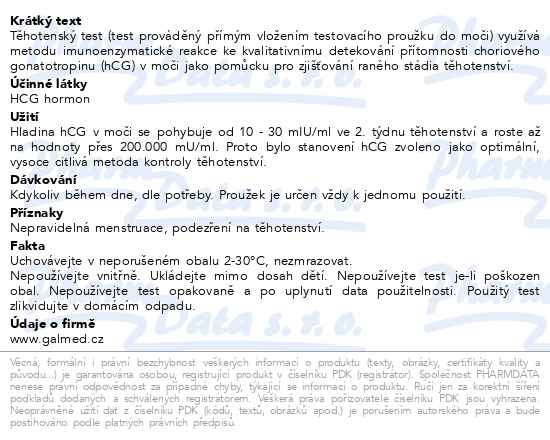 Příbalový leták - Test těhotenský Comfort 10 2ks