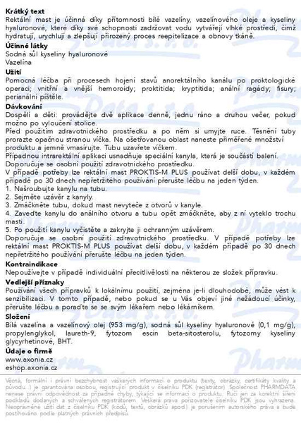 Příbalový leták - PROKTIS-M PLUS rektální mast 30g
