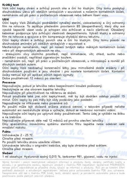 Příbalový leták - Vizik oční kapky zklidňující podráždění 10ml