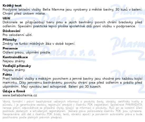 Příbalový leták - Bella Mamma prsní vložky 30ks