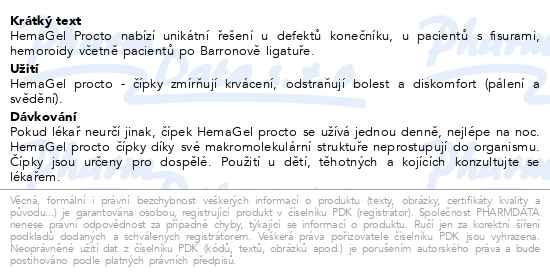 Příbalový leták - HemaGel PROCTO čípky 5ks