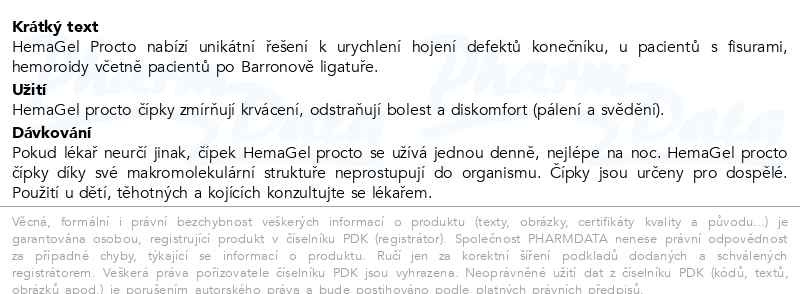 Příbalový leták - HemaGel PROCTO čípky 10ks
