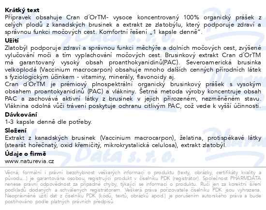 Příbalový leták - NatureVia Mega brusinky cps.60