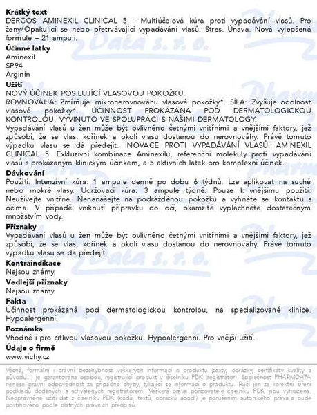 Příbalový leták - Vichy Dercos Aminexil Clinical 5 Multiúčelová kúra proti vypadávání vlasů pro ženy 21 x 6 ml