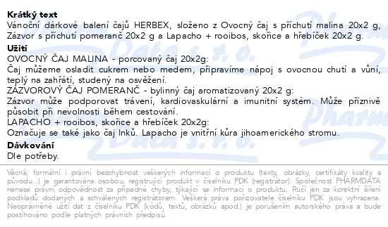 Příbalový leták - HERBEX Šťastné veselé a čajové 3x20ks