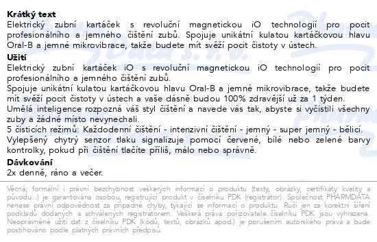 Příbalový leták - Oral-B iO 5 Černý Elektrický Zubní Kartáček, 1 Kartáčková Hlava, 1 Cestovní Pouzdro