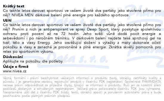 Příbalový leták - NIVEA VB M.BOX DEO SPORT 24