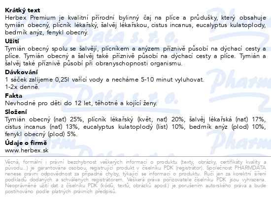 Příbalový leták - HERBEX Plíce a průdušky n.s.20x1.5g