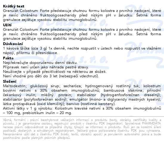 Příbalový leták - Favea Colostrum Forte 180g