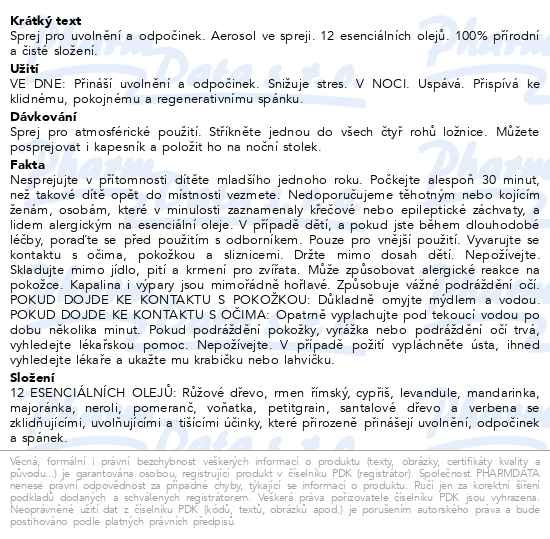 Příbalový leták - PURESSENTIEL Relaxační sprej 75ml