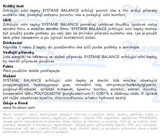 Příbalový leták - SYSTANE BALANCE oční kapky gtt.10ml