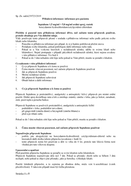 Příbalový leták (SUKL) - Septabene 1.5mg/ml+5.0mg/ml orm.spr.sol.1x30ml