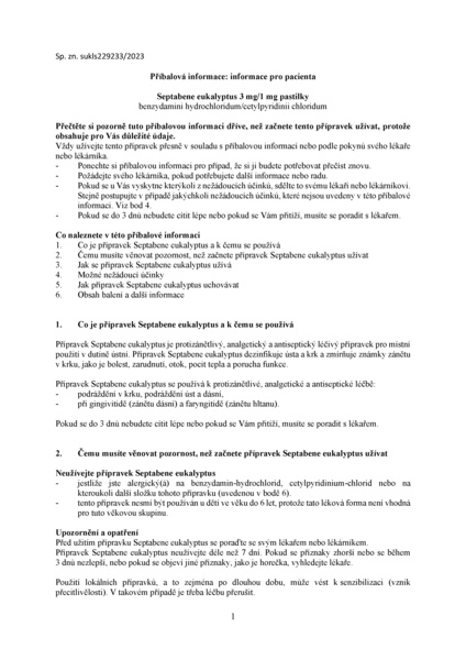 Příbalový leták (SUKL) - Septabene Eukalyptus 3mg/1mg pas.24