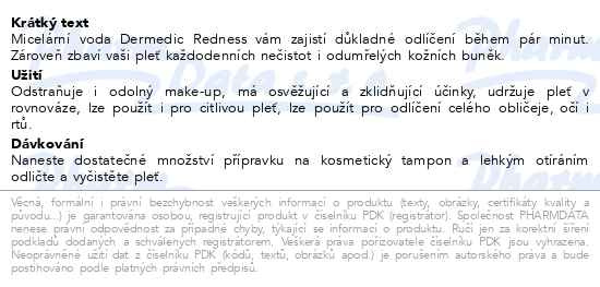 Příbalový leták - DERMEDIC Redness micelární voda Calm 500ml