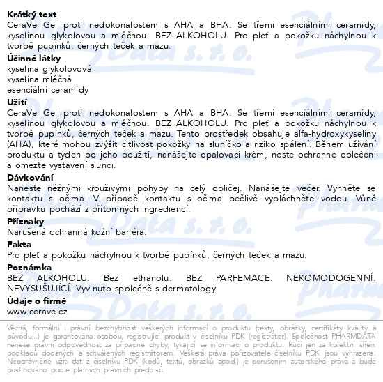 Příbalový leták - CERAVE Gel proti nedokonalostem 40ml