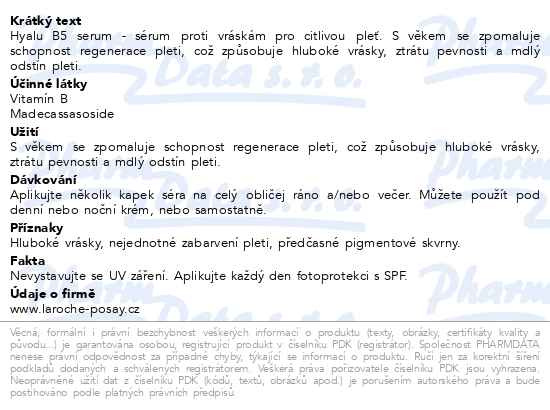 Příbalový leták - LA ROCHE-POSAY Hyalu B5 Sérum pro vyplnění pleti a jemných vrásek 30 ml