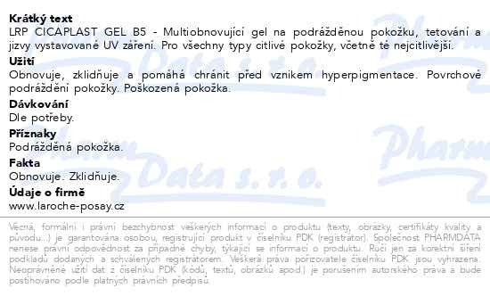 Příbalový leták - LA ROCHE-POSAY Cicaplast Gel B5 Zklidňující a obnovující gel 40 ml