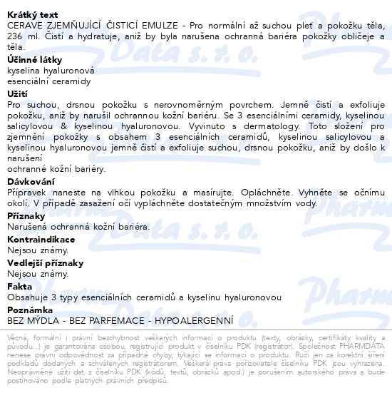 Příbalový leták - CERAVE Zjemňující čisticí gel 236 ml