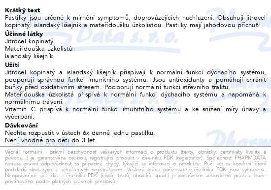 Příbalový leták - Müllerovy dětské pastilky 36ks