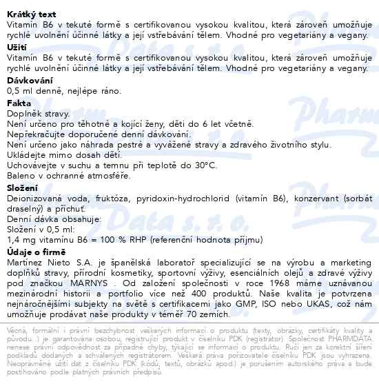 Příbalový leták - MARNYS Vitamín B6 tekutý 30ml