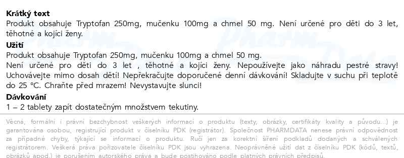 Příbalový leták - Edenpharma Tryptofan Plus Forte tob.30