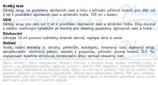 Příbalový leták - Petit Chéne Respiratory Comfort 125ml
