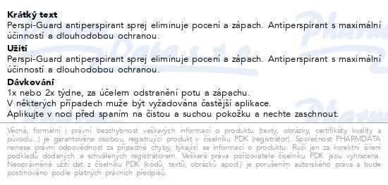 Příbalový leták - Perspi-Guard antiperspirant sprej 30ml