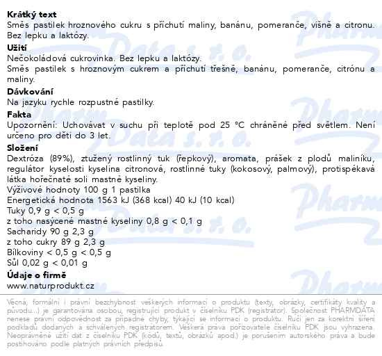 Příbalový leták - Intact hroznový cukr Frucht-mix 100g