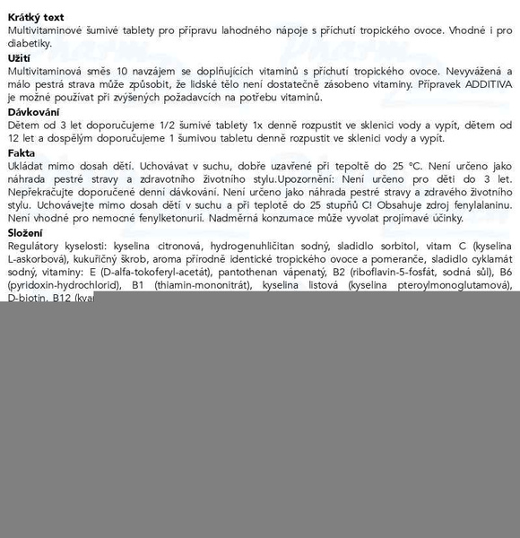 Příbalový leták - Additiva multivitamin tropic šum.tbl.20