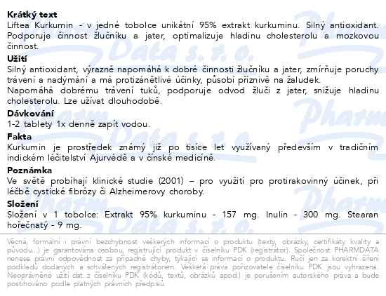 Příbalový leták - LIFTEA Kurkumin tob.30