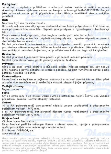 Příbalový leták - AKUTOL Nanonáplast ChitoFib Voděodolné balení 15ks