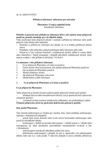 Příbalový leták (SUKL) - Pharmatex vaginální krém 12mg/g, 72g