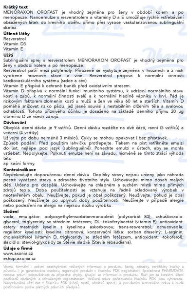 Příbalový leták - Menoraxon OROFAST sublin.sprej s resveratrolem50ml