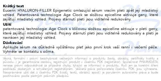 Příbalový leták - Eucerin HYALURON-FILLER Epigenetic serum 30ml