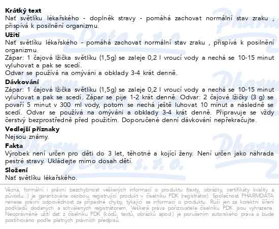 Příbalový leták - Světlík sypaný nať 60g Fytopharma