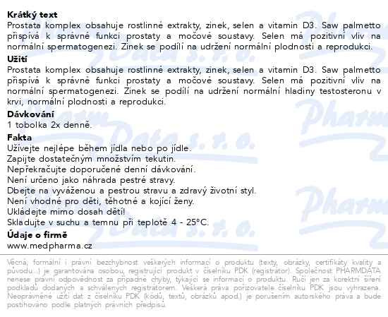 Příbalový leták - MedPharma Prostata komplex tob.67