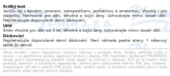 Příbalový leták - Jančův čaj Sacharofit 20x1g nálev.sáčky