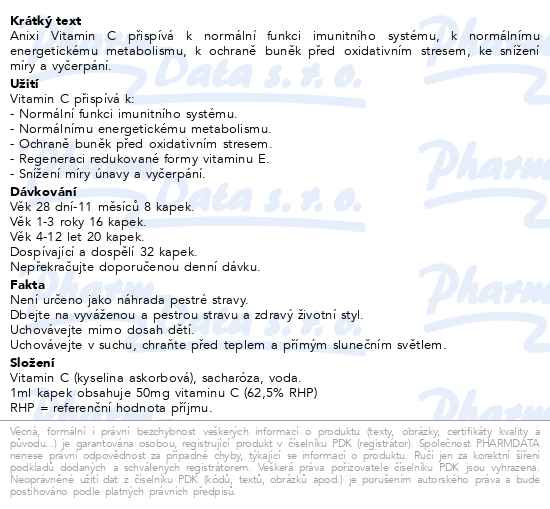 Příbalový leták - Anixi vitamin C kapky 50ml