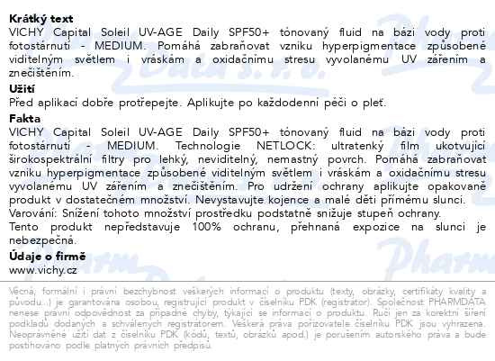 Příbalový leták - VICHY Capital Soleil UV-AGE Daily SPF50+ tónovaný fluid MEDIUM 40ml