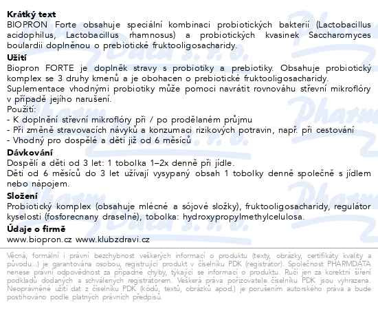 Příbalový leták - Biopron Forte tob 30+10 tobolek