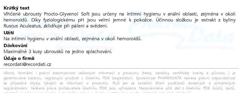 Příbalový leták - Procto-Glyvenol Soft - vlhčené ubrousky 30ks