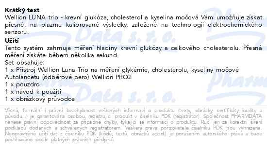 Příbalový leták - Wellion LUNA trio glukometr bílý